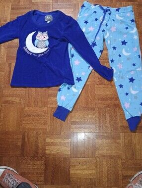 PJ Couture Size Small PJ set "Whoooo Do You Love?" Owl and Moon Top and Bottoms